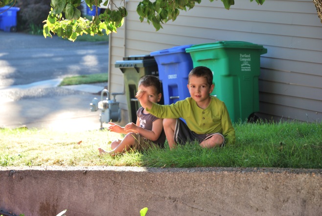 kids in grass